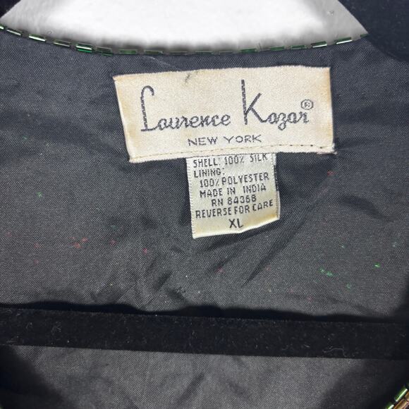 Vintage Laurence Kazar Sequin Jacket Size XL Red Black Floral Beaded Cropped - Picture 7 of 15